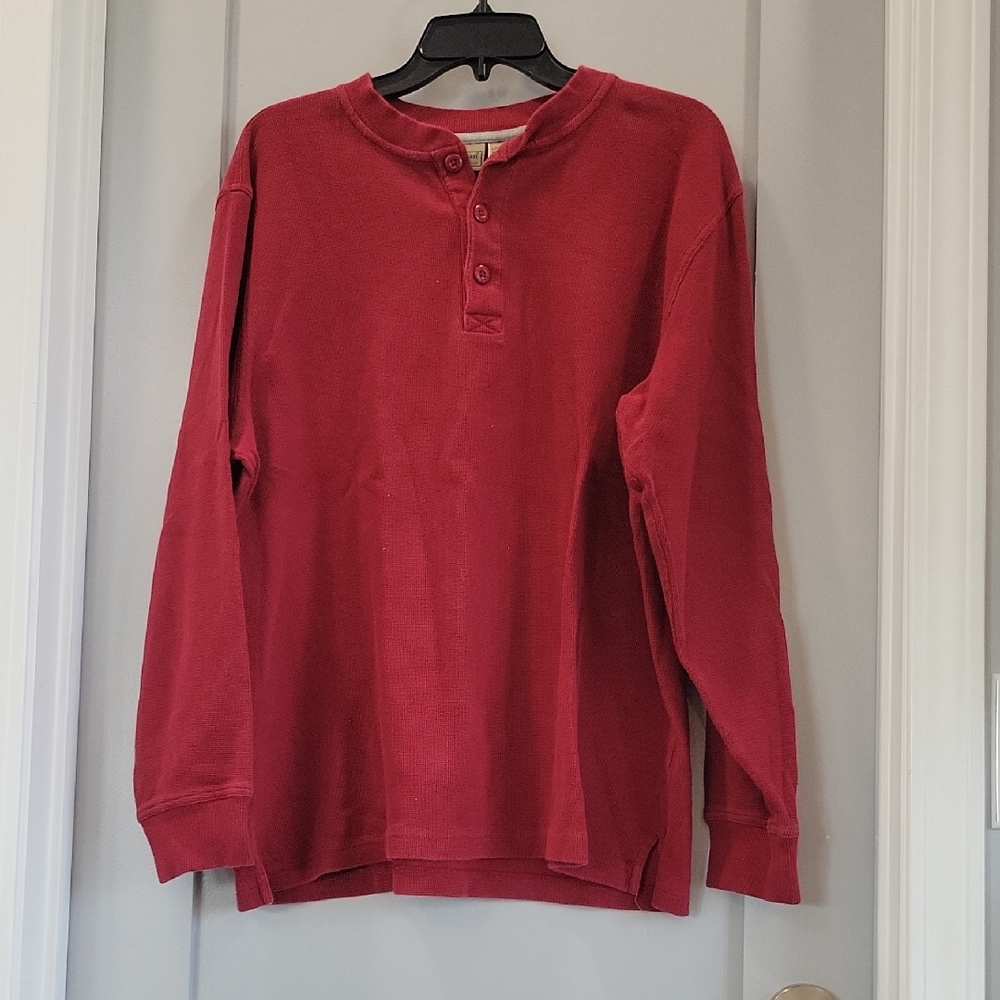 L.L. Bean Red Long Sleeve Henley Shirt